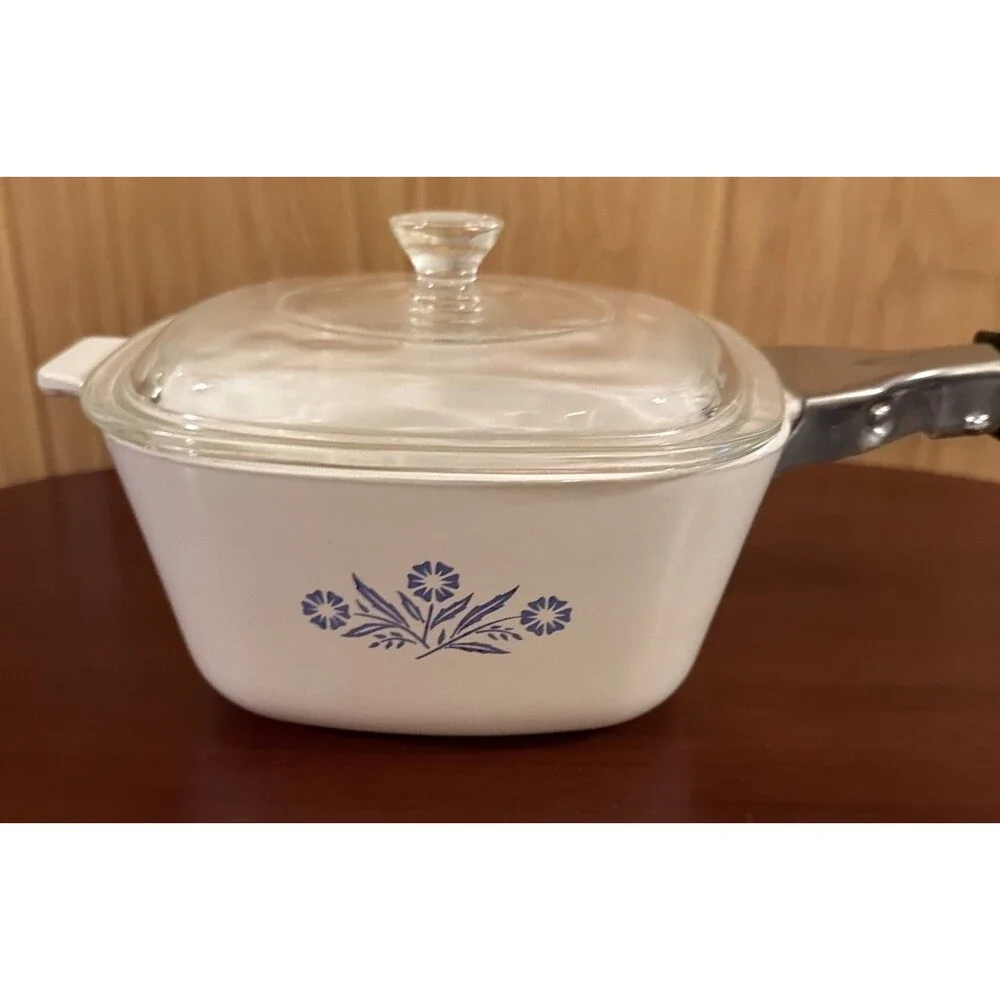 VTG CorningWare Saucepan P-1 3/4-B + Lid P-7-C + Handle P-10-HG Blue Cornflower!